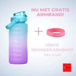 By Bresi - Waterfles 2 Liter - Groen/Paars - Gratis Armband - Waterfles Met Rietje - Grote Waterfles - Sportbidon - Twee Liter Waterfles - Sportfles - Sportfles Fitness - Bottle 2 Liter- Drinkfles - Schenkfles - Drinkbus - Armband - Waterflessen -Waterfles Voor Buiten 1200x1200 365