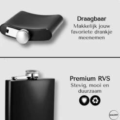 Malony® Luxe Heupfles - Veldfles - Flacon - Drinkfles - 180ML - RVS - Giftbox - Veiligheidssluiting - Zwart -Waterfles Voor Buiten 1200x1200 393