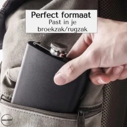 Malony® Luxe Heupfles - Veldfles - Flacon - Drinkfles - 180ML - RVS - Giftbox - Veiligheidssluiting - Zwart -Waterfles Voor Buiten 1200x1200 394