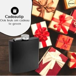 Malony® Luxe Heupfles - Veldfles - Flacon - Drinkfles - 180ML - RVS - Giftbox - Veiligheidssluiting - Zwart -Waterfles Voor Buiten 1200x1200 396
