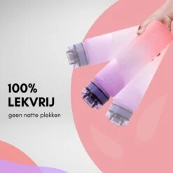 LaCardia Motivatie Waterfles Paars Oranje- 1 Liter Drinkfles - Waterfles Met Tijdmarkering - Paars Oranje -Waterfles Voor Buiten 1200x1200 403