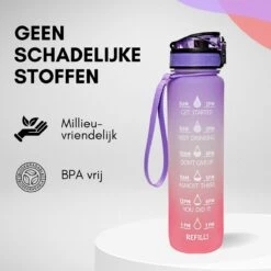 LaCardia Motivatie Waterfles Paars Oranje- 1 Liter Drinkfles - Waterfles Met Tijdmarkering - Paars Oranje -Waterfles Voor Buiten 1200x1200 404