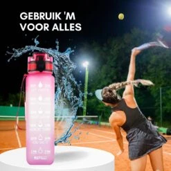 LaCardia Motivatie Waterfles Roze Paars - 1 Liter Drinkfles - Waterfles Met Tijdmarkering - Roze + Paars -Waterfles Voor Buiten 1200x1200 424