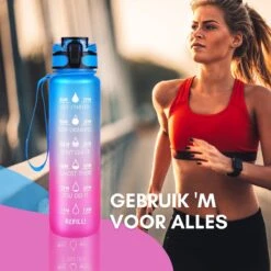 LaCardia Motivatie Waterfles Blauw Roze - 1 Liter Drinkfles - Waterfles Met Tijdmarkering - Blauw + Roze -Waterfles Voor Buiten 1200x1200 434
