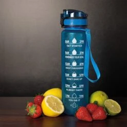 Nimma® Motivatie Waterfles - 1 Liter Drinkfles - Met Tijdmarkeringen En Fruitfilter - Blauw -Waterfles Voor Buiten 1200x1200 532