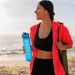 Nimma® Motivatie Waterfles - 1 Liter Drinkfles - Met Tijdmarkeringen En Fruitfilter - Blauw -Waterfles Voor Buiten 1200x1200 536