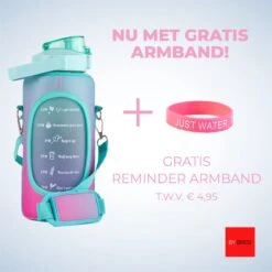 By Bresi - Waterfles 2 Liter MET Sleeve Groen/Paars - Gratis Armband - Waterfles Met Rietje -Drinkfles Met Rietje - Grote Waterfles - Bottle 2 Liter - Sportbidon - Sportfles Fitness - Waterkan - Gallon - Schenkfles - Waterflessen - Drinkbus -Waterfles Voor Buiten 1200x1200 569