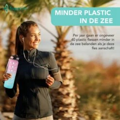 Supplife Motivatie Waterfles - 1 Liter Drinkfles - Waterfles Met Tijdmarkering - Met Rietje - Volwassenen - Kinderen - Pink Aqua - Inclusief Schoonmaakborstel -Waterfles Voor Buiten 1200x1200 595