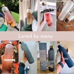 Aquachic - 1L Waterfles Met 2 Doppen En Tijdsmarkeringen - Lekvrij & Licht - Duurzaam - Nederlands Merk - Drink Fles / Bidon- Wit 1 Liter -Waterfles Voor Buiten 1200x1200 603