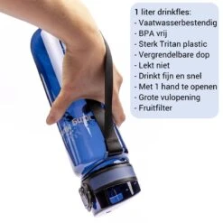 Waterfles 1 Liter Vaatwasserbestendig - Lekvrije 1L Drinkfles - Volwassenen & Kinderen - Sport Bidon Drinkbus - Donkerblauw - King Mungo -Waterfles Voor Buiten 1200x1200 605