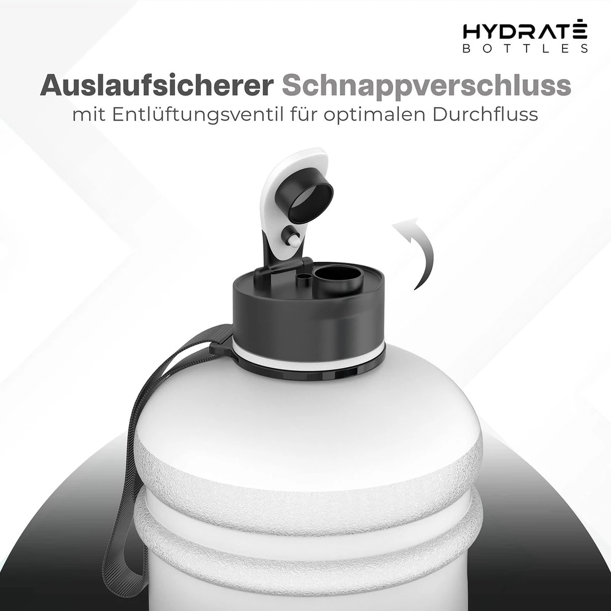 HYDRATE 2,2 Liter Sportwaterfles - Duurzaam En Extra Sterk - BPA Vrij - Ideaal Voor: Sportschool, Dieet, Bodybuilding, Buitensport, Wandelen En Kantoor - Grote Waterfles (mono). 4 HYDRATE 2,2 Liter Sportwaterfles - Duurzaam En Extra Sterk - BPA Vrij - Ideaal Voor: Sportschool, Dieet, Bodybuilding, Buitensport, Wandelen En Kantoor - Grote Waterfles (mono). - Afbeelding 2