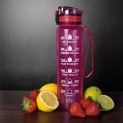 Nimma® Motivatie Waterfles - 1 Liter Drinkfles - Met Tijdmarkeringen En Fruitfilter - Roze 13 Nimma® Motivatie Waterfles - 1 Liter Drinkfles - Met Tijdmarkeringen En Fruitfilter - Roze -Waterfles Voor Buiten 1200x1200 608