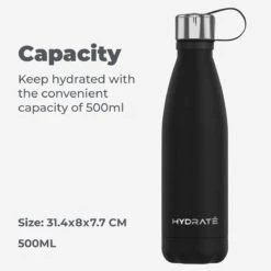 HYDRATE Super Geïsoleerde Drinkfles Roestvrij Staal Thermos 500ml - BPA Vrij, Vacuüm Drinkfles - 24 Uur Koud & 12 Uur Heet Waterfles - Voor Mannen, Vrouwen & Volwassenen -Waterfles Voor Buiten 1200x1200 619