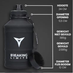 Breaking Limits Stalen Waterfles 2 Liter – Drinkfles – Gemaakt Van Roestvrij Staal – Grote Waterfles – Waterjug – Bidon 2 Liter – 2.2 Liter - Zwart 23 Breaking Limits Stalen Waterfles 2 Liter – Drinkfles – Gemaakt Van Roestvrij Staal – Grote Waterfles – Waterjug – Bidon 2 Liter – 2.2 Liter - Zwart -Waterfles Voor Buiten 1200x1200 625
