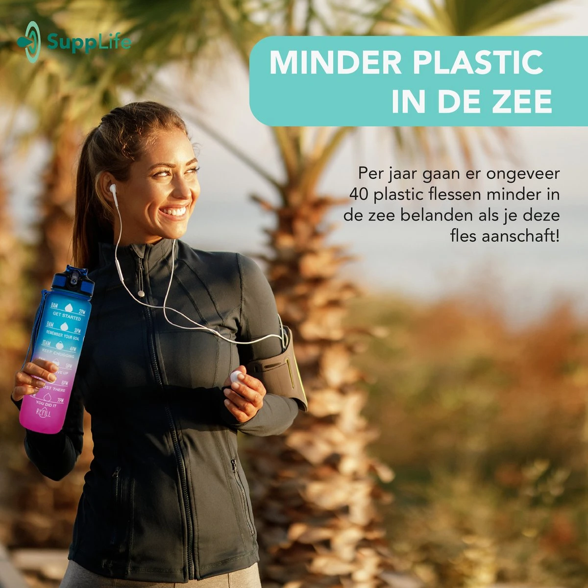 Supplife Motivatie Waterfles - 1 Liter Drinkfles - Waterfles Met Tijdmarkering - Met Rietje - Volwassenen - Kinderen - Blauw Roze - Inclusief Schoonmaakborstel 5 Supplife Motivatie Waterfles - 1 Liter Drinkfles - Waterfles Met Tijdmarkering - Met Rietje - Volwassenen - Kinderen - Blauw Roze - Inclusief Schoonmaakborstel - Afbeelding 3