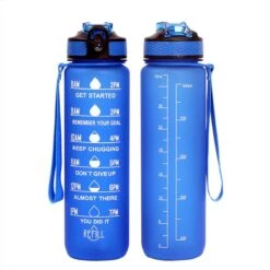 Waterfles Met Tijdmarkering - Motivatie Drinkfles Met Rietje - 1 Liter Waterfles - BPA Vrij - Blauw -Waterfles Voor Buiten 1200x1200 668