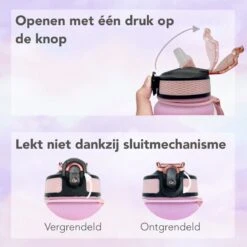 Seniq Motivatie Waterfles - 1 Liter - Drinkfles Met Tijdmarkering - Rietje - Roze Lichtblauw 15 Seniq Motivatie Waterfles - 1 Liter - Drinkfles Met Tijdmarkering - Rietje - Roze Lichtblauw -Waterfles Voor Buiten 1200x1200 739