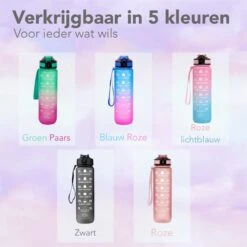 Seniq Motivatie Waterfles - 1 Liter - Drinkfles Met Tijdmarkering - Rietje - Roze Lichtblauw 20 Seniq Motivatie Waterfles - 1 Liter - Drinkfles Met Tijdmarkering - Rietje - Roze Lichtblauw -Waterfles Voor Buiten 1200x1200 743