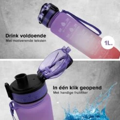 Nimma® Motivatie Waterfles - 1 Liter Drinkfles - Met Tijdmarkeringen En Fruitfilter - Roze Paars 14 Nimma® Motivatie Waterfles - 1 Liter Drinkfles - Met Tijdmarkeringen En Fruitfilter - Roze Paars -Waterfles Voor Buiten 1200x1200 798