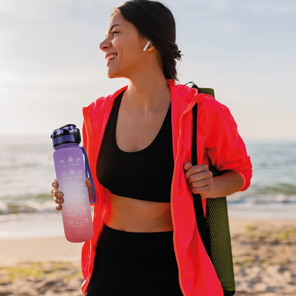 Nimma® Motivatie Waterfles - 1 Liter Drinkfles - Met Tijdmarkeringen En Fruitfilter - Roze Paars 9 Nimma® Motivatie Waterfles - 1 Liter Drinkfles - Met Tijdmarkeringen En Fruitfilter - Roze Paars - Afbeelding 7