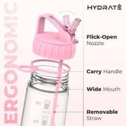 HYDRATE 900ml Drinkfles Met Tijdmarkeringen - Sport Waterfles Met Rietje, BPA-vrije Drinkfles Rietje Van Tritan Ideaal Voor Sportschool, Kantoor, Wandelen, Fitness, Sportfles (Zacht Roze) 16 HYDRATE 900ml Drinkfles Met Tijdmarkeringen - Sport Waterfles Met Rietje, BPA-vrije Drinkfles Rietje Van Tritan Ideaal Voor Sportschool, Kantoor, Wandelen, Fitness, Sportfles (Zacht Roze) -Waterfles Voor Buiten 1200x1200 808