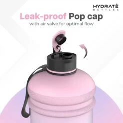 HYDRATE 2,2 Liter Waterfles - Nu Met Easy Drink Cap - Duurzaam En Extra Sterk - BPA Vrij - Ideaal Voor: Sportschool, Dieet, Bodybuilding, Buitensporten, Wandelen En Kantoor, Suikerspin -Waterfles Voor Buiten 1200x1200 812