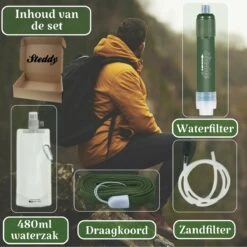 Waterfilter Survival Steddy Pro - Zuiver Gratis Drinkwater - Waterfles Waterzuivering - Waterfilter Kraan - Outdoor - FILTER 4000 LITER! -Waterfles Voor Buiten 1200x1200 907