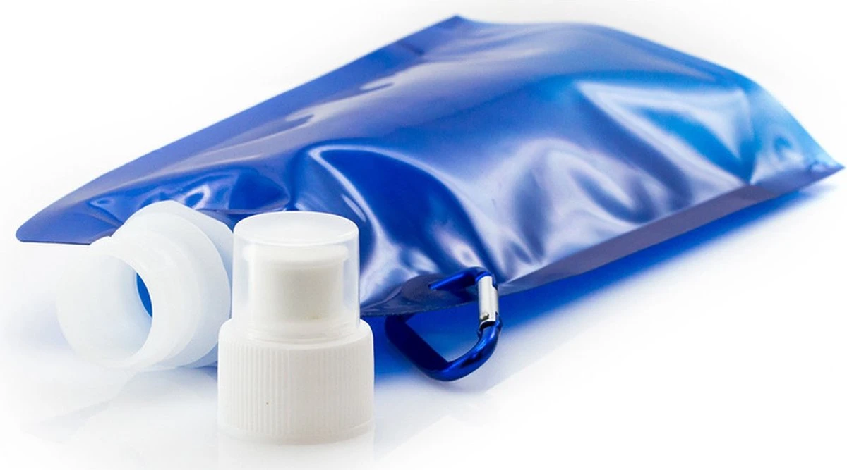 Waterfles Met Haakje - Waterzak - Opvouwbaar - 450ml - Blauw 6 Waterfles Met Haakje - Waterzak - Opvouwbaar - 450ml - Blauw - Afbeelding 4