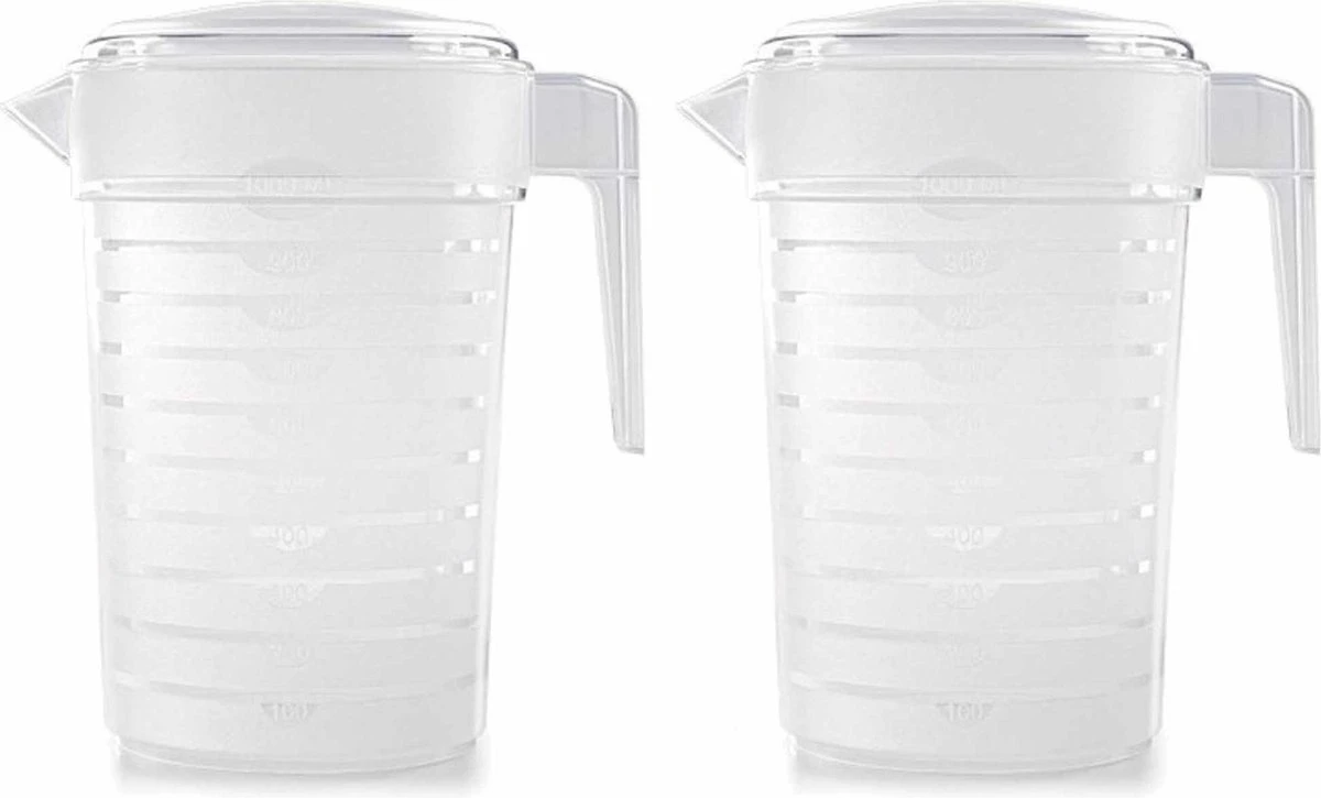 Merkloos Pakket Van 2x Stuks Kunststof Schenkkannen/waterkannen Van 2 Liter - 2000 Ml - Feest/partij/zomer 3 Merkloos Pakket Van 2x Stuks Kunststof Schenkkannen/waterkannen Van 2 Liter - 2000 Ml - Feest/partij/zomer