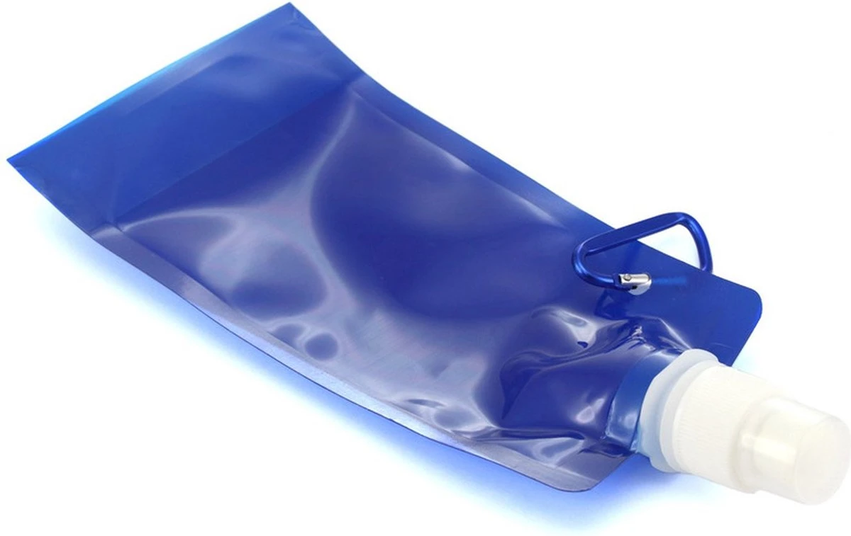 Waterfles Met Haakje - Waterzak - Opvouwbaar - 450ml - Blauw 4 Waterfles Met Haakje - Waterzak - Opvouwbaar - 450ml - Blauw - Afbeelding 2