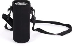 Le Cose LiteGrip - Lichtgewicht Flessenhouder Met Verstelbare Schouderriem - Tot 1 Liter - Zwart - Flessentas - Drinkfles Houder