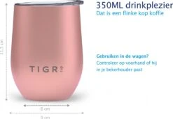 TIGR Cup - Drinkbeker - Thermosbeker - Koffie En Thee - 350ml - Rosé Goud -Waterfles Voor Buiten 1200x833