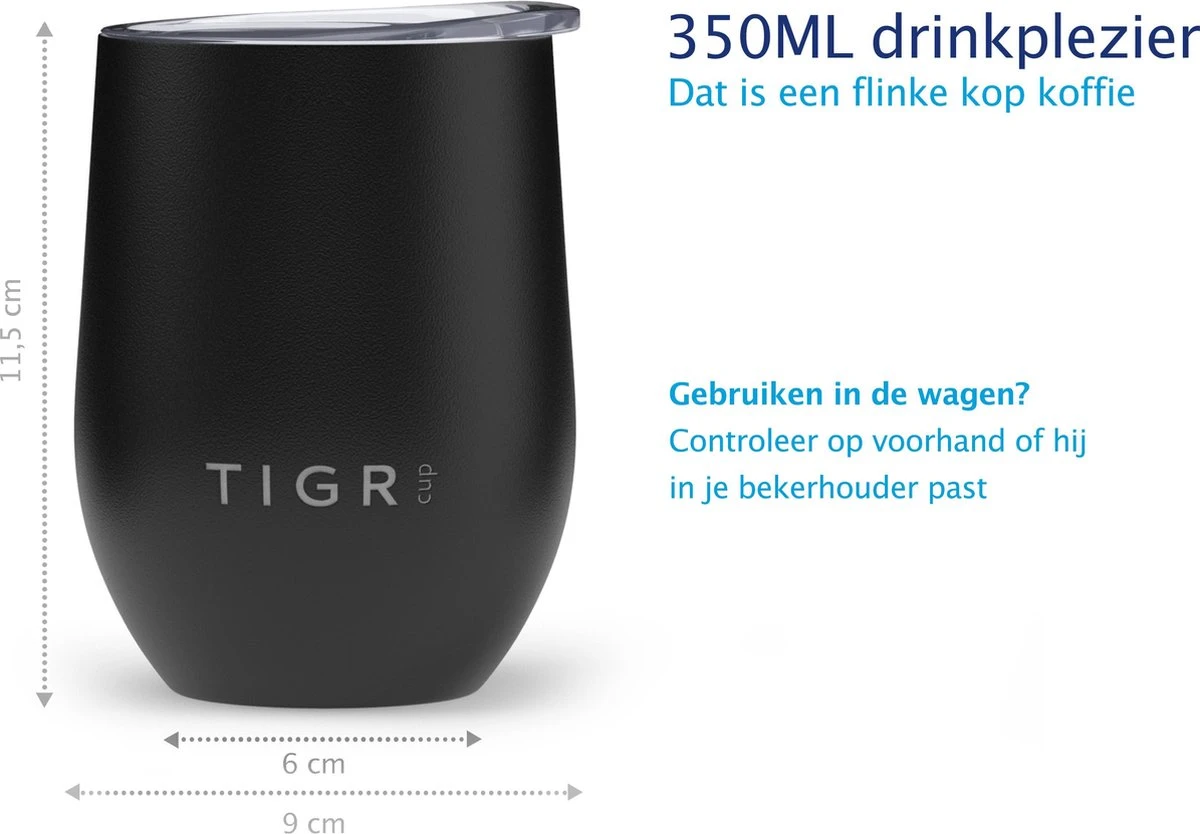 TIGR Cups - Drinkbekers - Thermosbekers - RVS - Set Van 2 - 350ml - Zwart/Rosé Goud 6 TIGR Cups - Drinkbekers - Thermosbekers - RVS - Set Van 2 - 350ml - Zwart/Rosé Goud - Afbeelding 4
