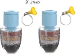 Waterfilter Voor Op De Kraan - 2 Stuks - Zuiver Water - Waterontkalker - Waterzuivering - Kraanfilter - Waterontharder - Blauw