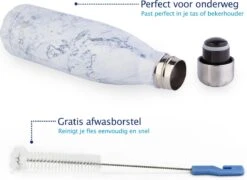 TIGR The Original - Drinkfles - Thermosfles - RVS - 500ml - Marmer - Met Afwasborstel -Waterfles Voor Buiten 1200x874