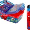 Star Spiderman 3 Vak Brooddoos / Broodtrommel + Grote Tritan Vierkante Drinkfles - 550 Ml