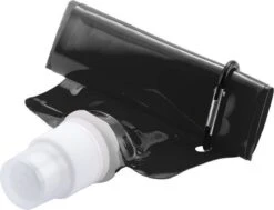 Merkloos Set Van 2x Stuks Waterzak / Drinkfles Met Karabijnhaak - Zwart - 400 Ml - Opvouwbaar - Waterfles Herbruikbaar Met Haak - Herbruikbare Opvouwbare Waterzakken - Festival Gadget