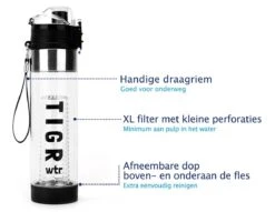TIGR The Infuser - Drinkfles - Waterfles Met Fruit Filter - 100% BPA Vrij - 700ml - Zwart -Waterfles Voor Buiten 1200x928 5