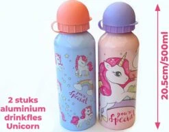 Drinkfles 2 Stuks Unicorn | Drinkflessen Eenhoorn Aluminium Kinderen | 500ml DB02 -Waterfles Voor Buiten 1200x939