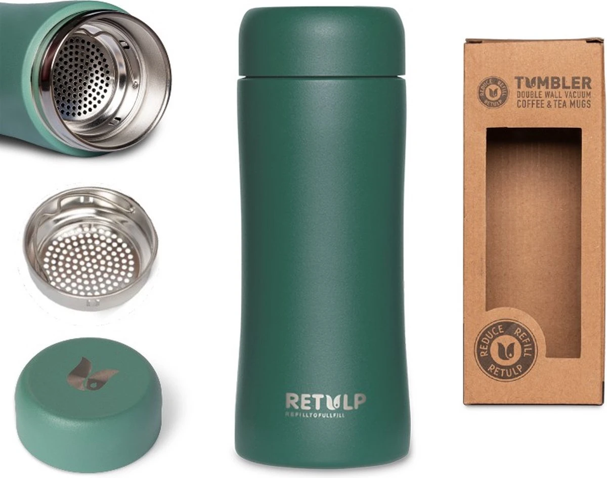 Retulp - Tumbler Thermosbeker - Teal Green - 300 Ml - Thermosfles - Groen 3 Retulp - Tumbler Thermosbeker - Teal Green - 300 Ml - Thermosfles - Groen