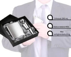 Merkloos RVS Heupfles Gift Set - Platvink - Zakflacon - Zakfles - Drankfles - Drankflacon Heupflesje - Incl. Trechter En Bekertjes -Waterfles Voor Buiten 1200x960