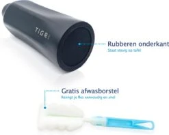 TIGR Hexagon - Drinkfles - Thermosfles - RVS - 500ml - Zwart - Met Afwasborstel -Waterfles Voor Buiten 1200x962 1