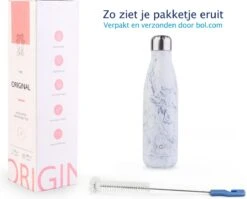 TIGR The Original - Drinkfles - Thermosfles - RVS - 500ml - Marmer - Met Afwasborstel -Waterfles Voor Buiten 1200x969