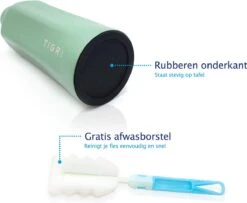 TIGR Hexagon - Drinkfles - Thermosfles - RVS - 500ml - Groen - Met Afwasborstel -Waterfles Voor Buiten 1200x988