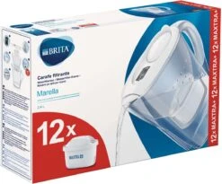 BRITA - Waterfilterkan Marella Cool - Wit - 2,4L + 12 MAXTRA+ Waterfilterpatronen -Waterfles Voor Buiten 1200x996