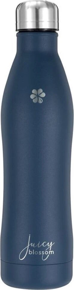 Juicy Blossom Drinkfles - 500ml - Stainless Steel Bottle - Roestvrij Staal - Waterfles - Drinkbus - Thermosfles (Nachtblauw) -Waterfles Voor Buiten 306x1200