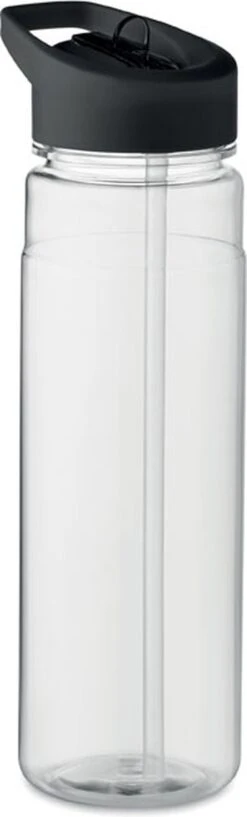 Merkloos Drinkfles Met Rietje - Waterfles - Drinkfles Volwassenen - Flip-top Deksel - RPET - Polypropyleen - 650ML - Zwart -Waterfles Voor Buiten 363x1200 1