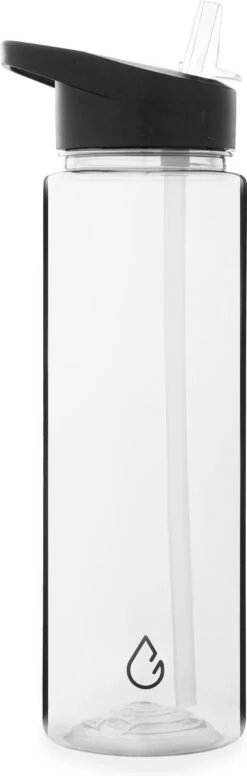 Wattamula Milieuvriendelijke Waterfles Met Rietje - 900 Ml (+/- 1 Liter) - Transparant - Drinkfles