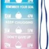 Merkloos Motivatie Waterfles - 1 Liter Fles - Waterfles Met Tijdmarkeringen - Inclusief Accessoires