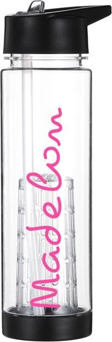 Merkloos Waterfles Zwart Met Naam - Fruit Filter - Waterfles Met Rietje - Drinkbeker Met Fruit Infuser - 700 Ml 3 Merkloos Waterfles Zwart Met Naam - Fruit Filter - Waterfles Met Rietje - Drinkbeker Met Fruit Infuser - 700 Ml